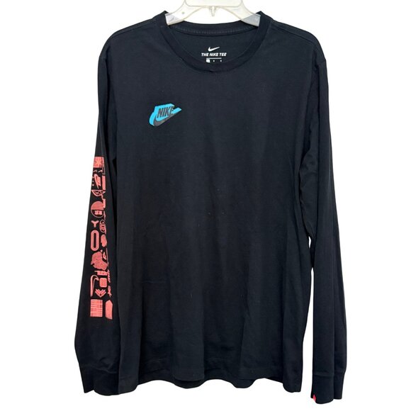 Nike Men's Sportswear Worldwide Long Sleeve Black Tee - Size Large - Picture 5 of 11
